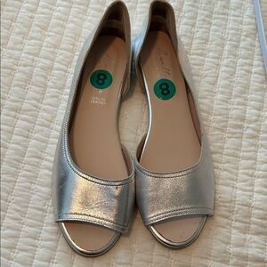 Avellini Women's Silver Peep Toe Flats